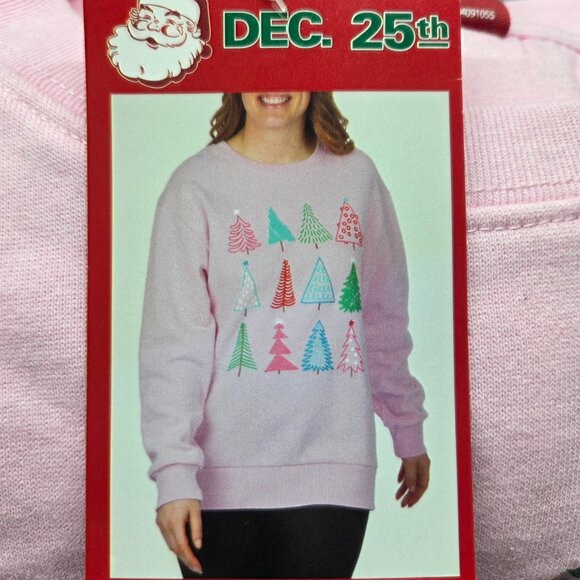 Dec. 25th Pink Christmas Tree Ladies Sweatshirt - XL - NEW - Picture 3 of 5